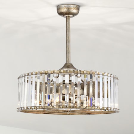 Warehouse Of Tiffany 25.6 in. Pereder 4-Light Indoor Ceiling Fan with Light Kit, Silver DW01W02AS